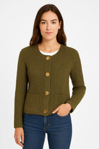 Chunky Knit Button Cardigan with Front Pockets