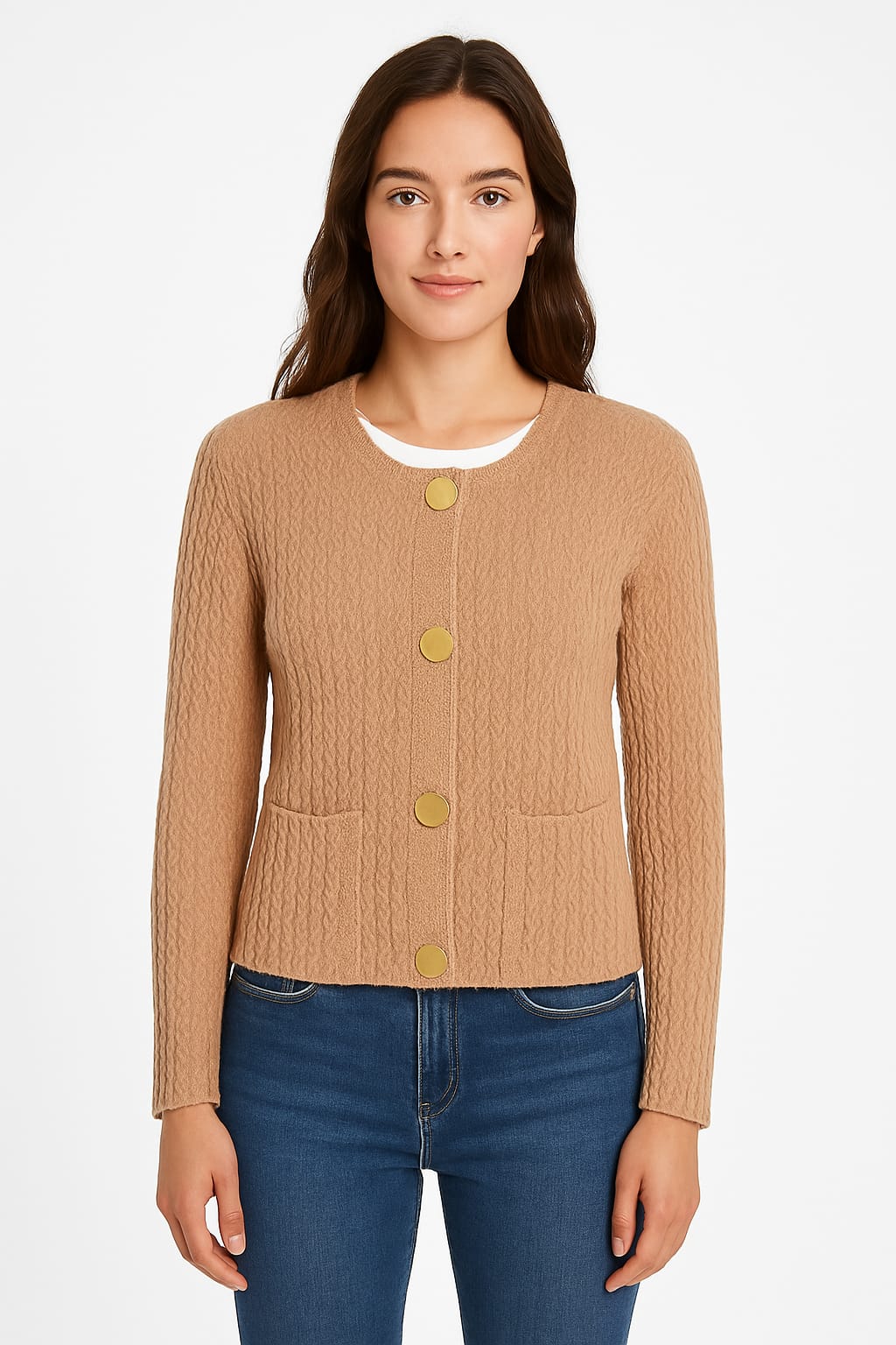 Chunky Knit Button Cardigan with Front Pockets