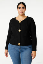 Chunky Knit Button Cardigan with Front Pockets