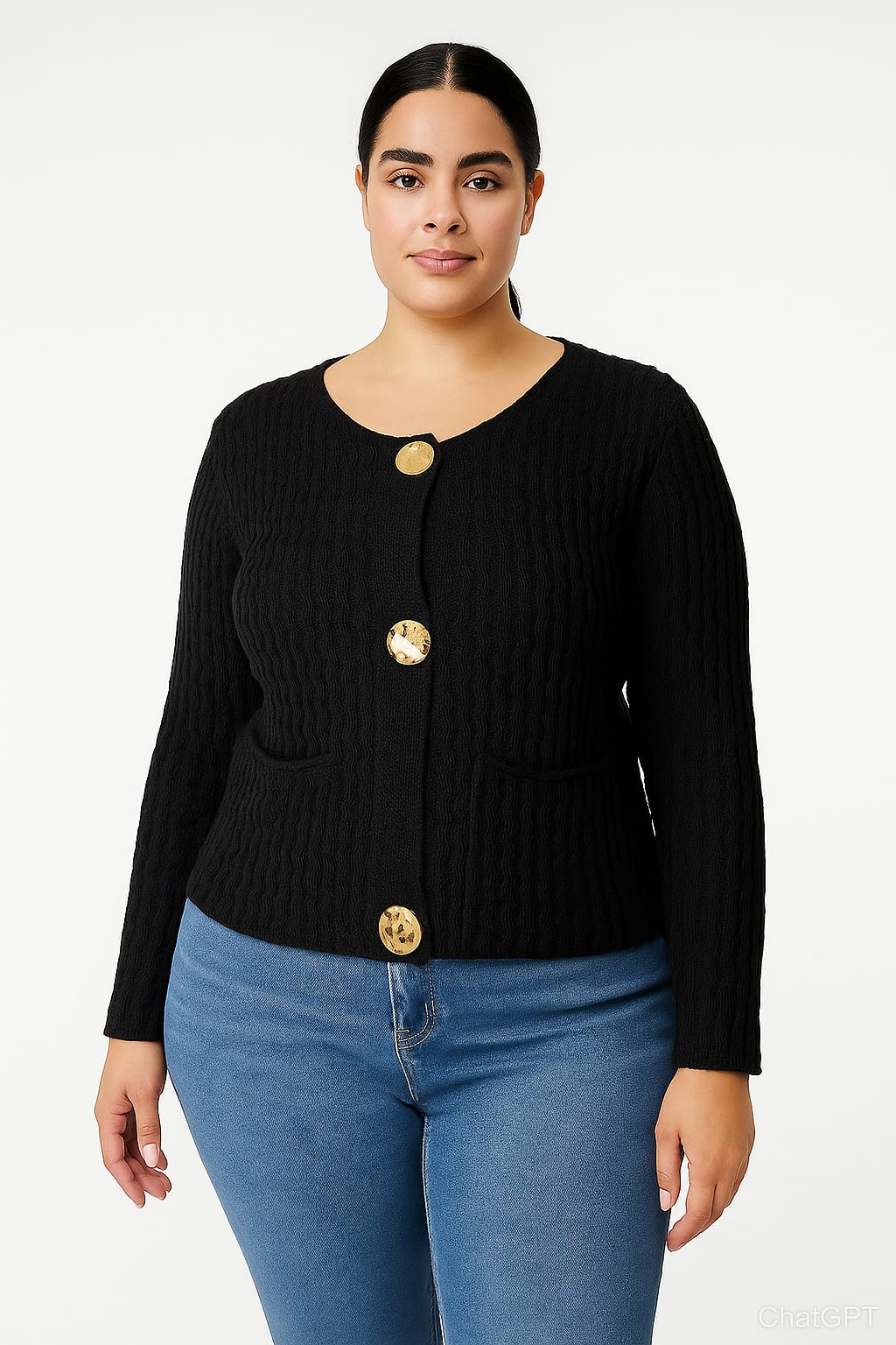 Chunky Knit Button Cardigan with Front Pockets