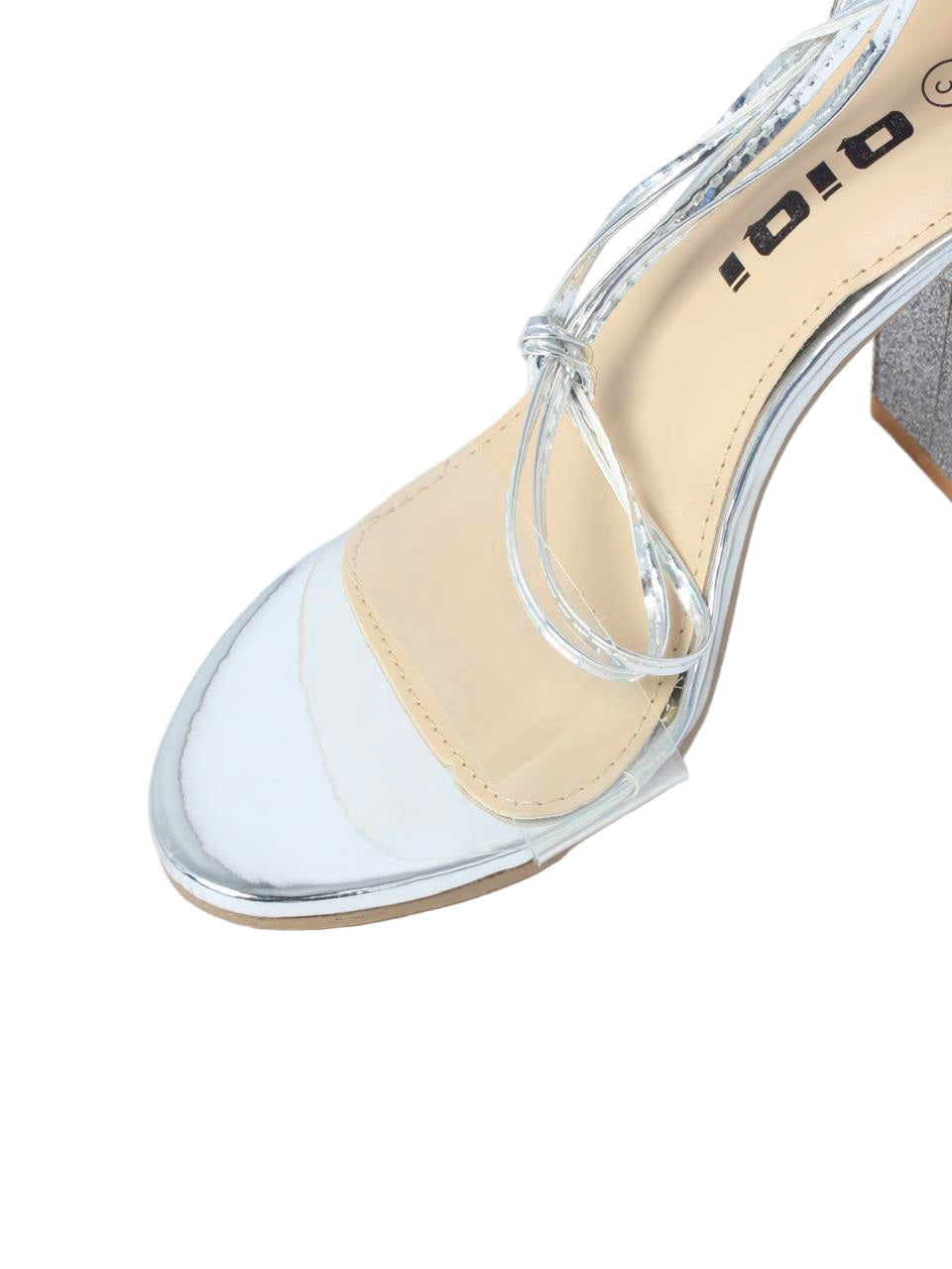 Clear Strap Rhinestone Block Heels - TX88-041