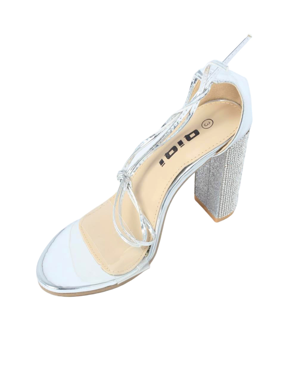 Clear Strap Rhinestone Block Heels - TX88-041