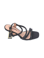 Strappy Block Heel Sandals with Rhinestones TX88-30
