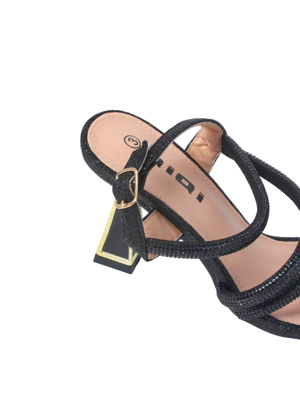 Strappy Block Heel Sandals with Rhinestones TX88-30