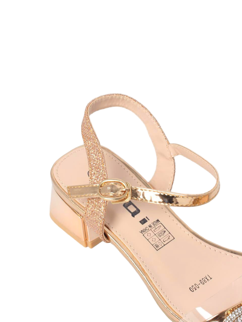 Clear Strap Rhinestone Bow Block Heels - TX89-050
