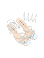 Rhinestone Multi-Strap Slip-On Heels - TX89-049