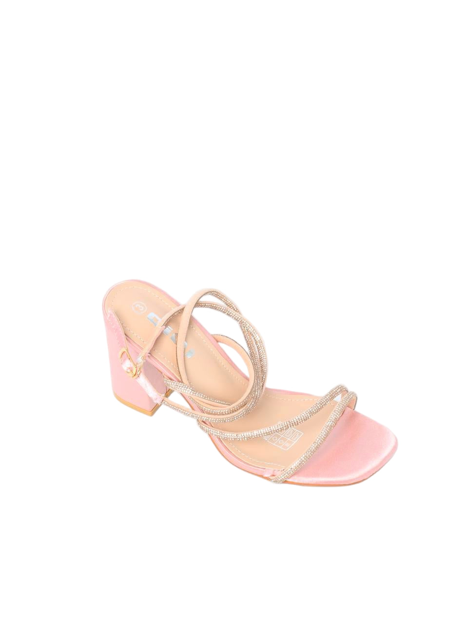 Multi-Strap Rhinestone Block Heels - TX89-067