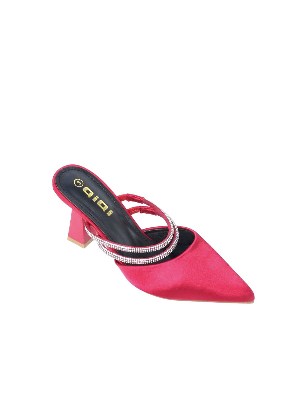 Crystal Strap Pointed Block Heel Mules - TX88-040