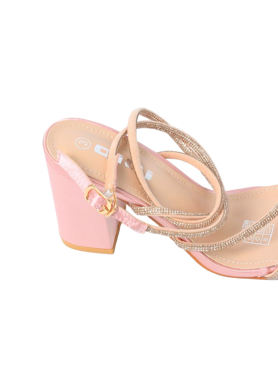 Multi-Strap Rhinestone Block Heels - TX89-067