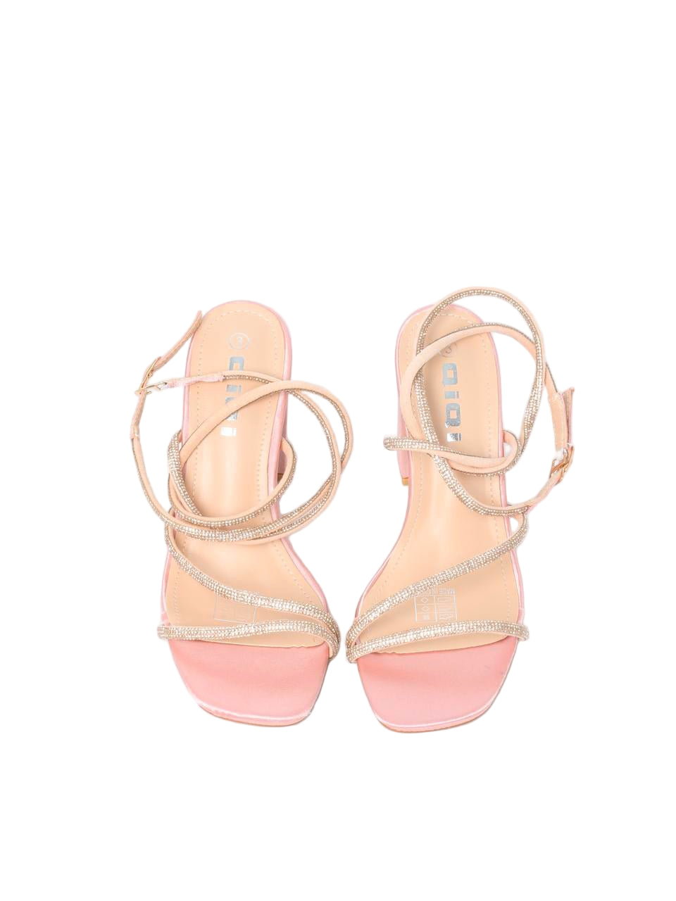 Multi-Strap Rhinestone Block Heels - TX89-067
