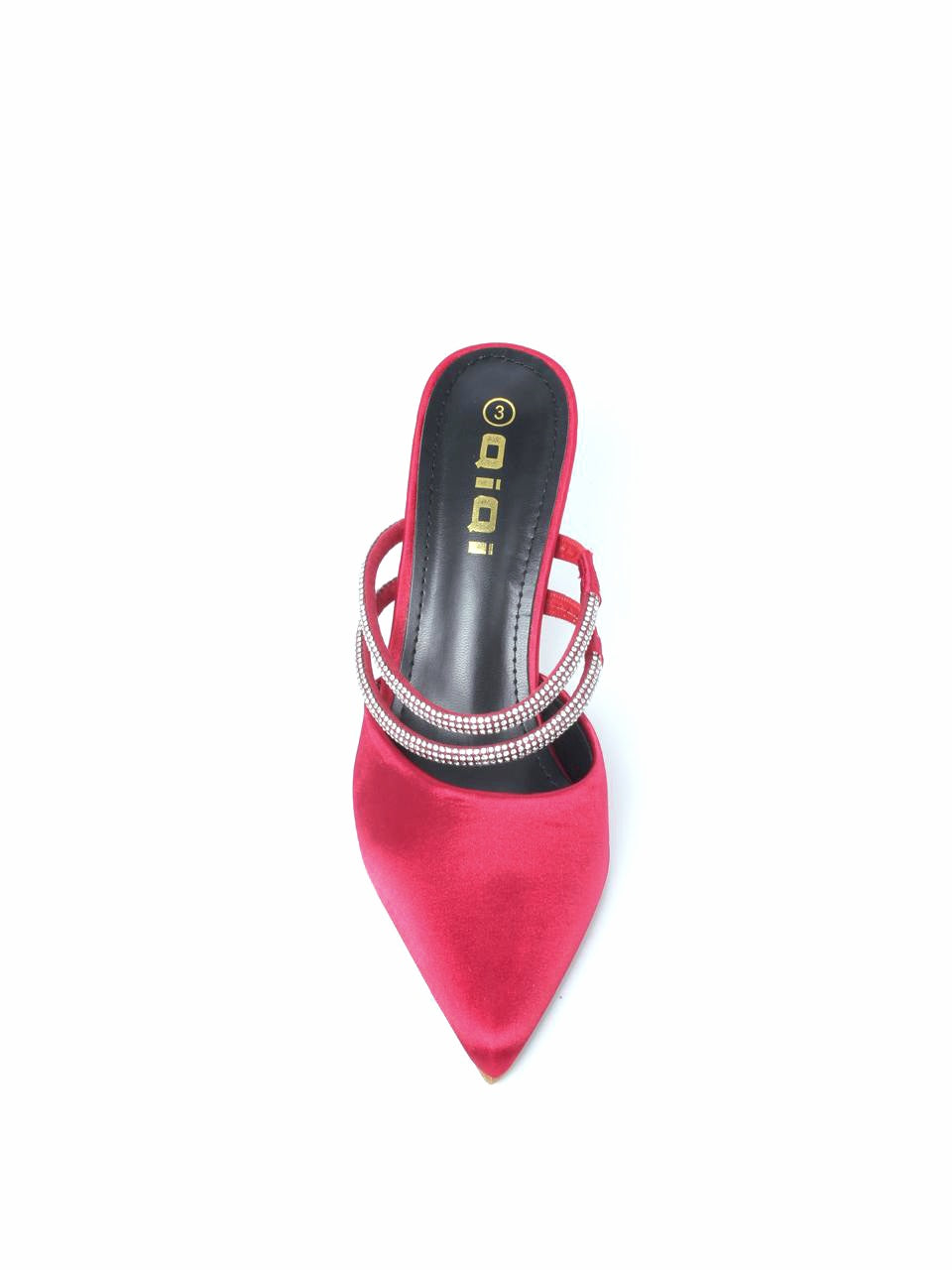 Crystal Strap Pointed Block Heel Mules - TX88-040