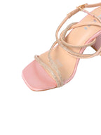 Multi-Strap Rhinestone Block Heels - TX89-067
