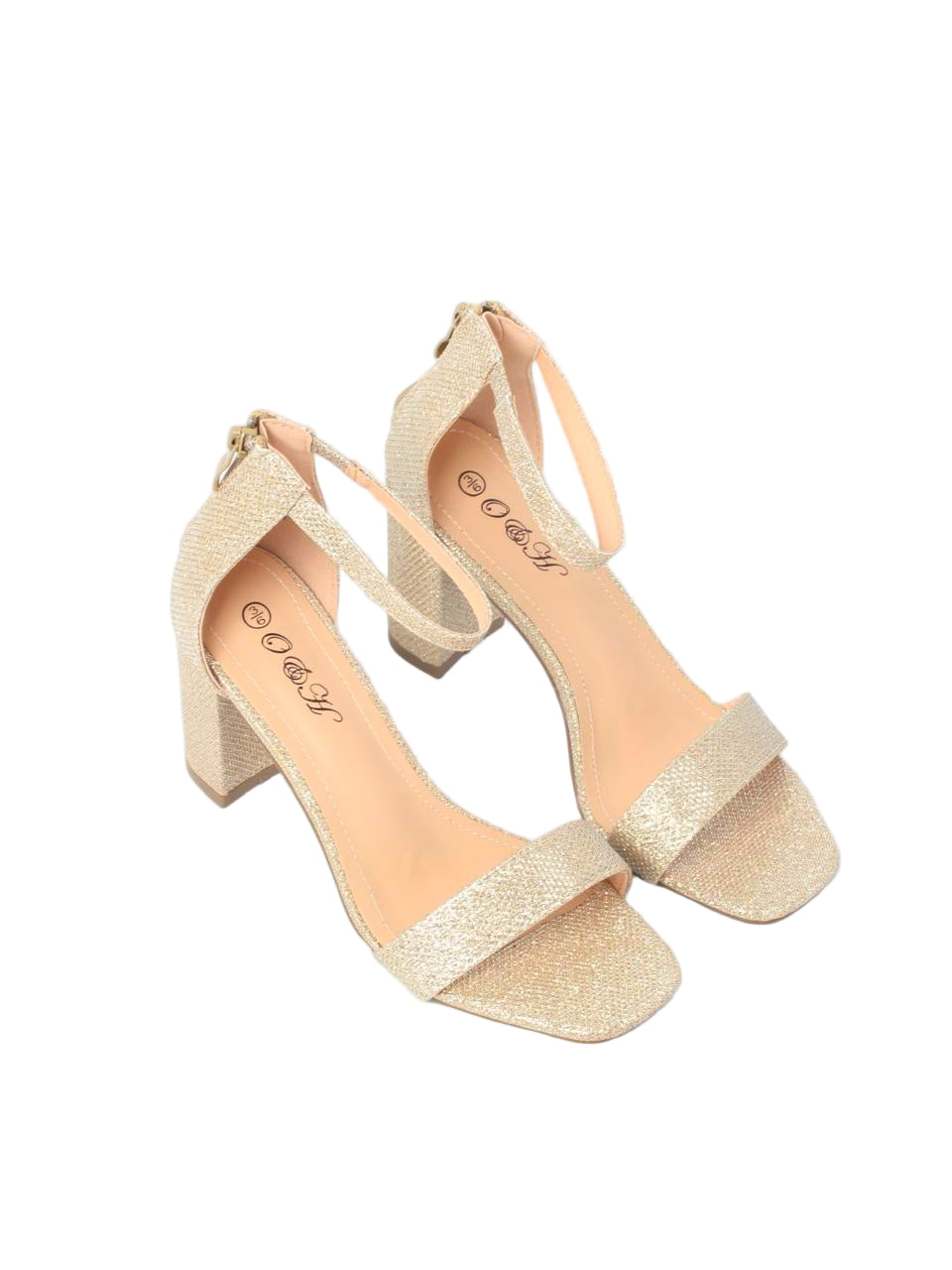 Glitter Block Heel with Ankle Strap Sandal FANTACY-6