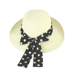 Polka Dot Bow Wide-Brim Sun Hat – Elegant Summer Beach Hat