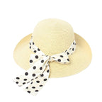 Polka Dot Bow Wide-Brim Sun Hat – Elegant Summer Beach Hat