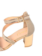 Glitter Crossover Block Heel Sandals - A2