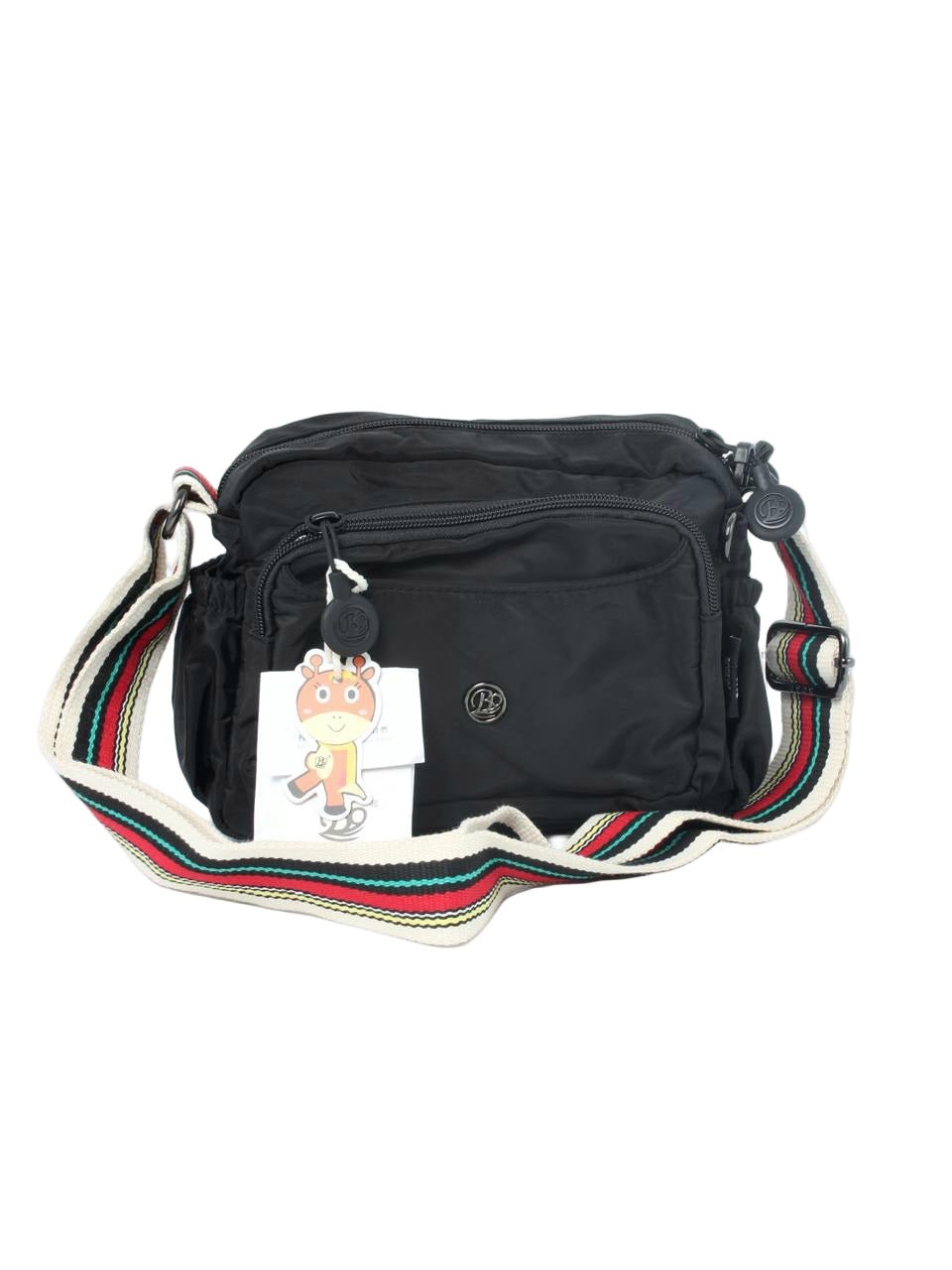 Multi-Pocket Nylon Crossbody Bag with Adjustable Wide Strap - 9608-4