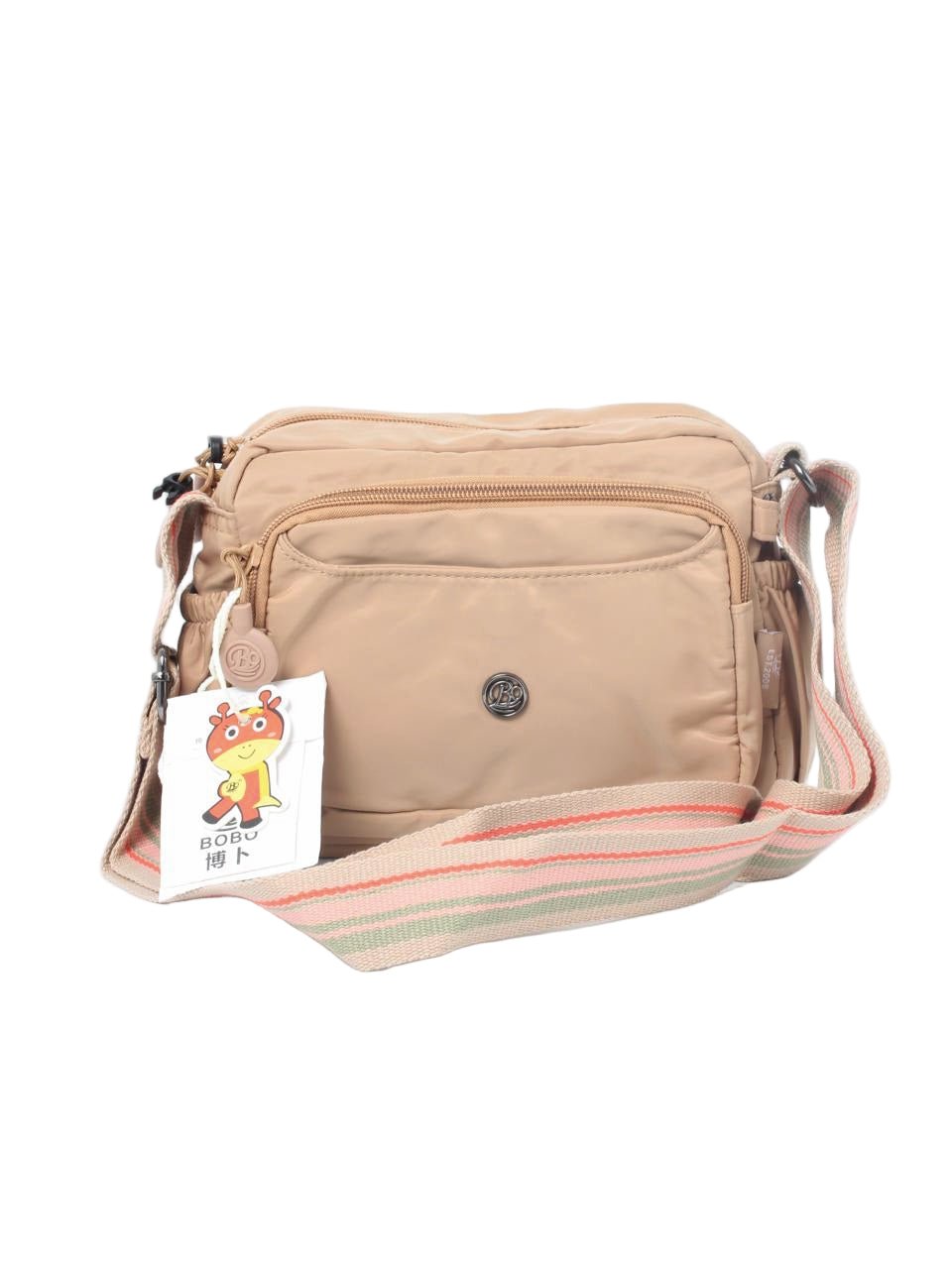 Multi-Pocket Nylon Crossbody Bag with Adjustable Wide Strap - 9608-4