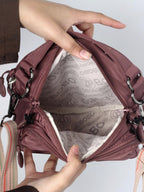 Compact Multi-Pocket Nylon Crossbody Bag with Wide Strap - 1530