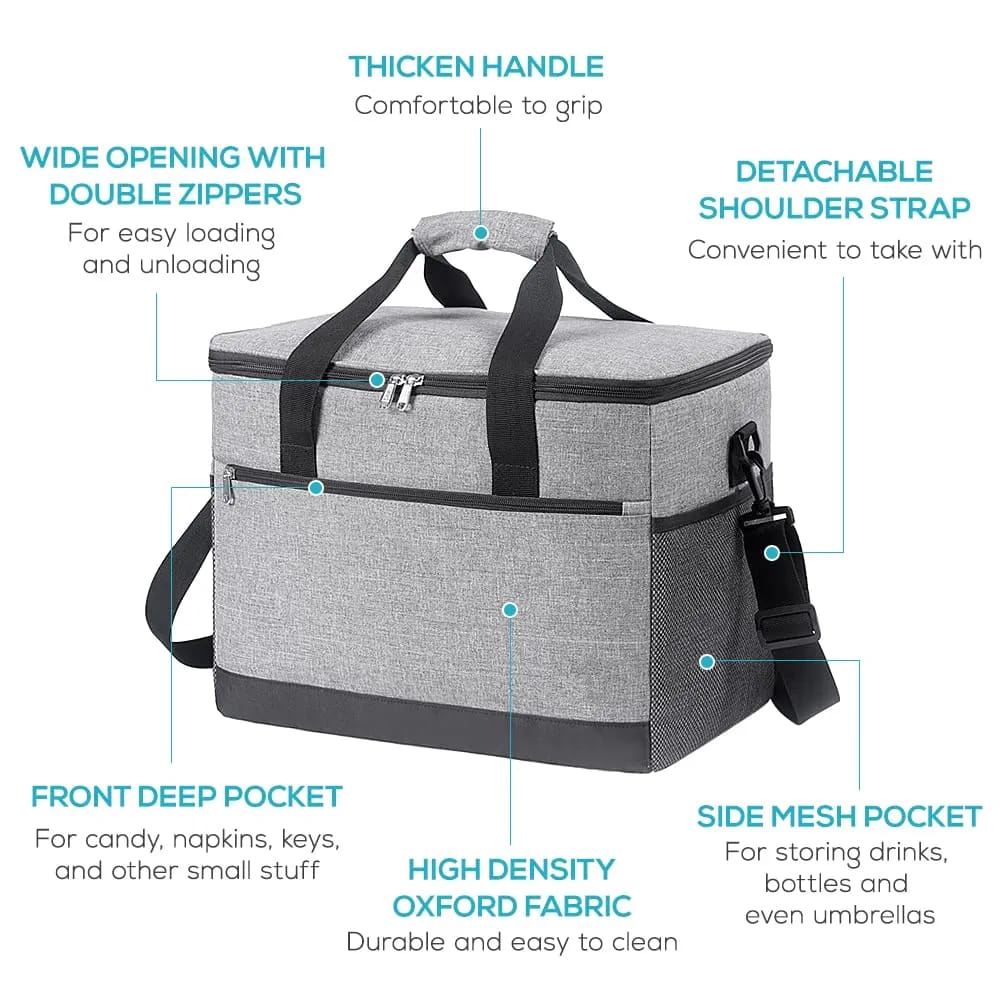 Large 15.6L Insulated Lunch Bag – Multi-Pocket Cooler - LX19