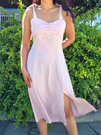 Tie-Shoulder Sweetheart Midi Dress – Flowy A-Line Style