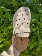 Suede Buckle Clog Sandals
