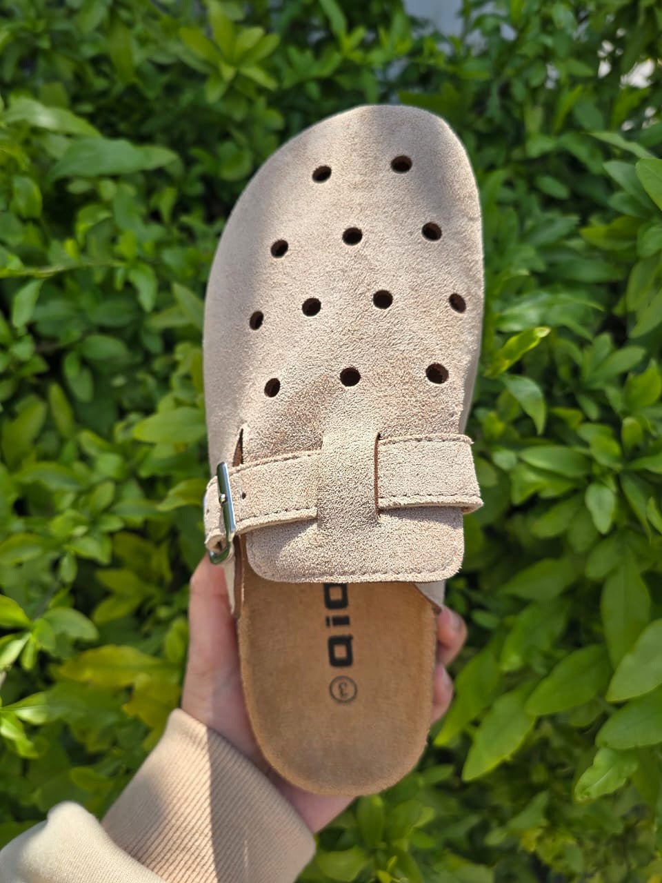 Suede Buckle Clog Sandals