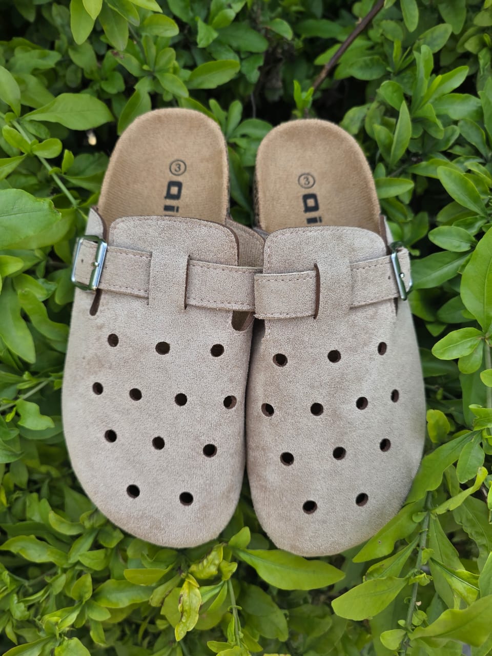 Suede Buckle Clog Sandals