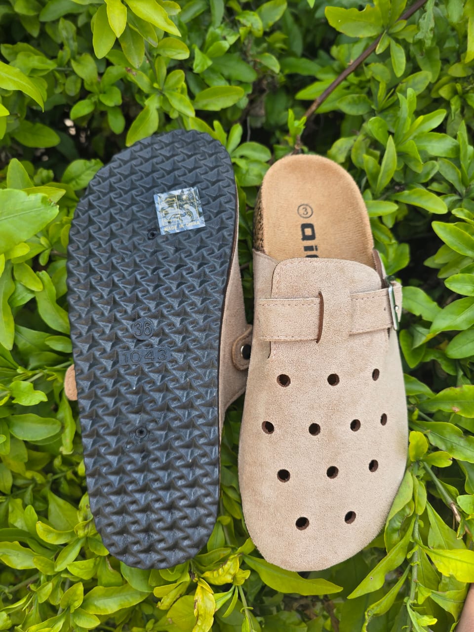 Suede Buckle Clog Sandals
