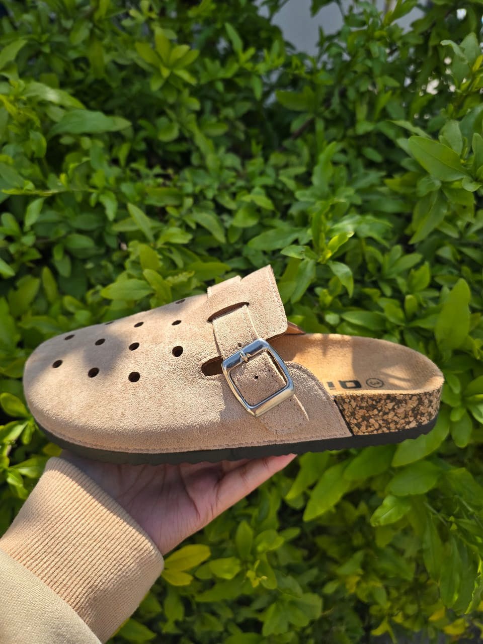 Suede Buckle Clog Sandals