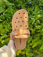 Suede Buckle Clog Sandals