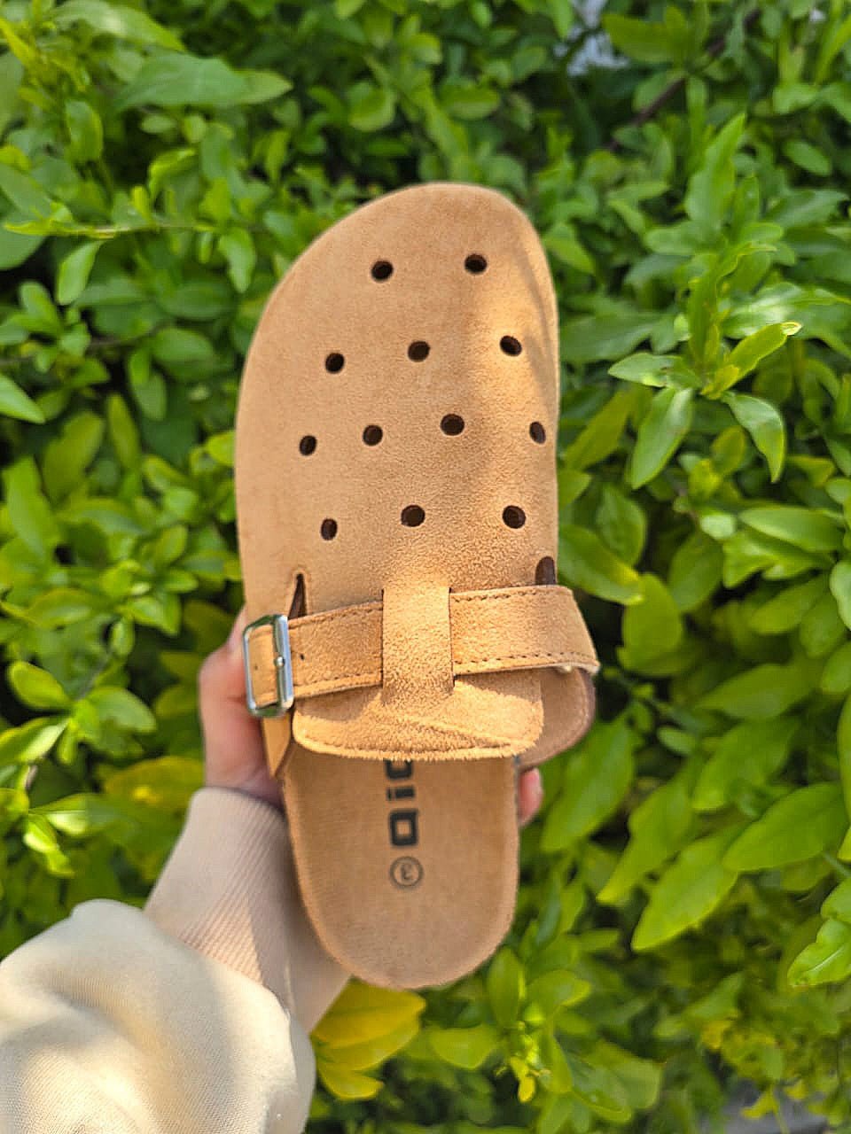Suede Buckle Clog Sandals
