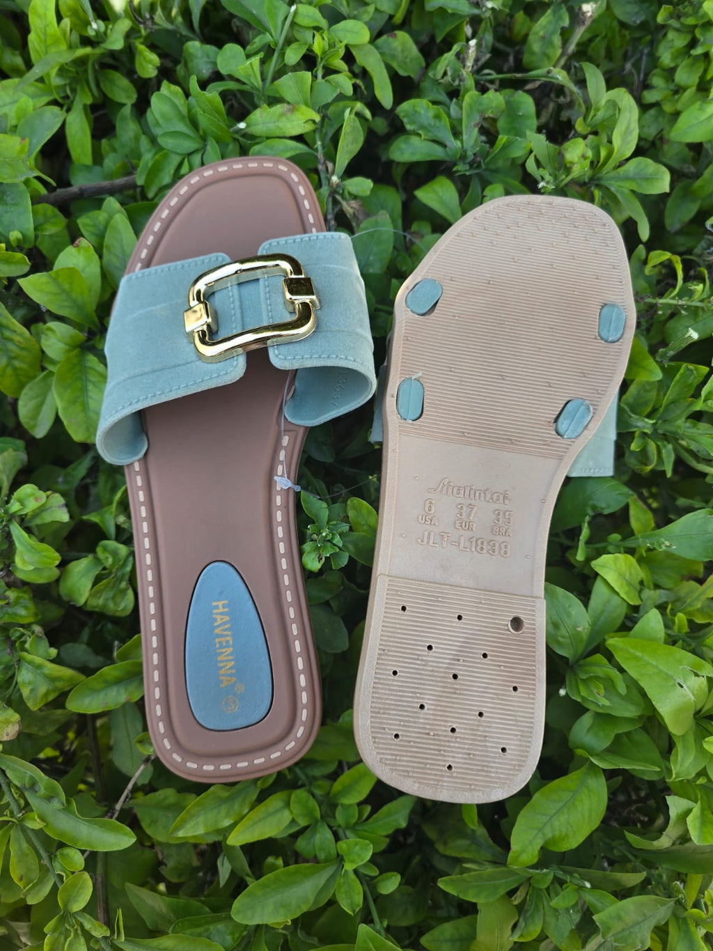 Gold Buckle Slide Sandals