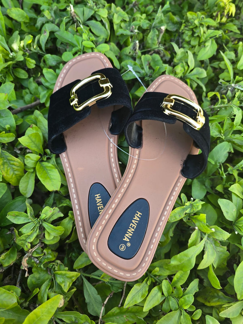 Gold Buckle Slide Sandals