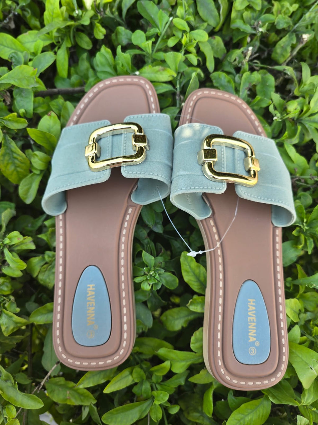 Gold Buckle Slide Sandals