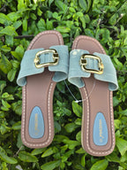 Gold Buckle Slide Sandals