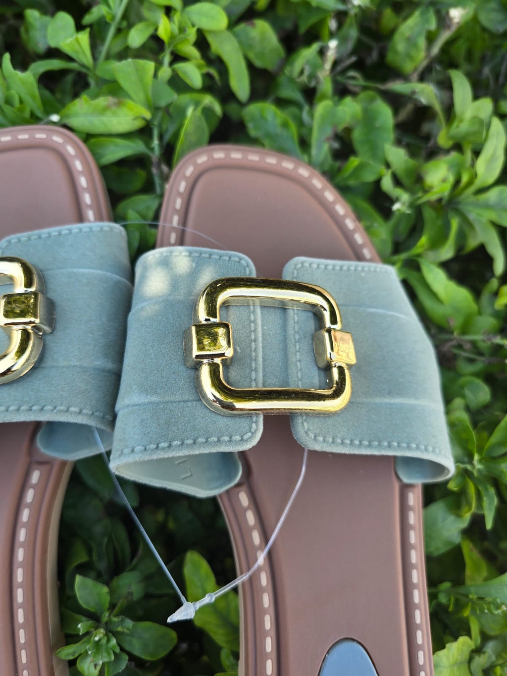 Gold Buckle Slide Sandals