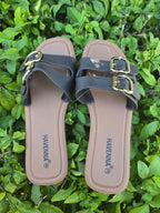 Havenna Double Buckle Slides Sandals