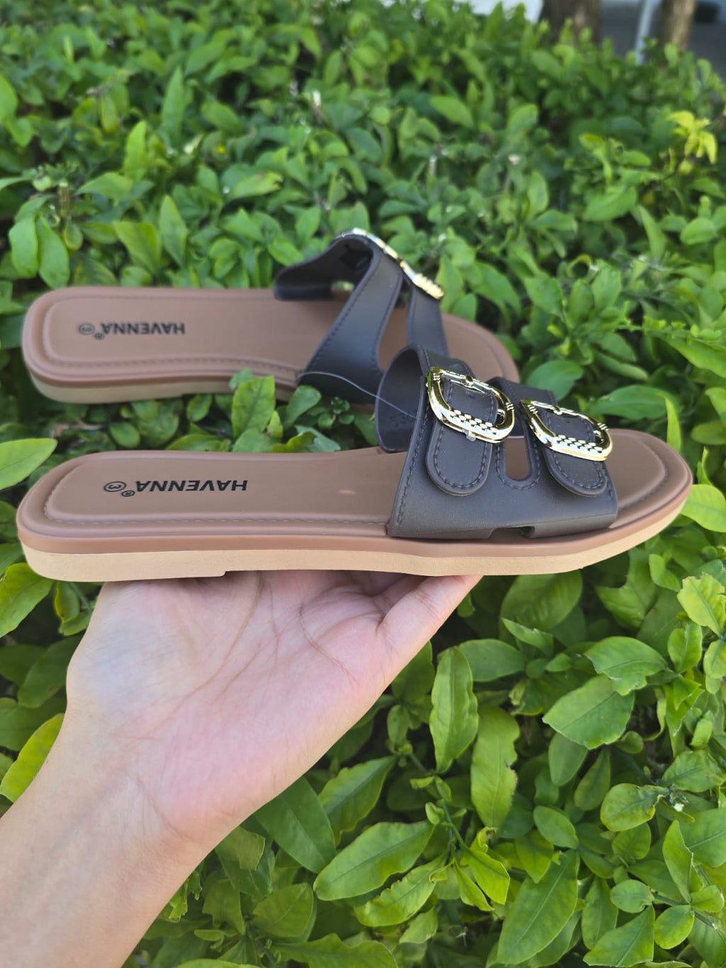 Havenna Double Buckle Slides Sandals