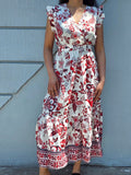 Elegant Frilled Sleeve Floral Dress - Perfect for Summer