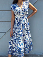 Elegant Frilled Sleeve Floral Dress - Perfect for Summer