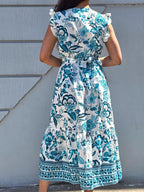 Elegant Frilled Sleeve Floral Dress - Perfect for Summer