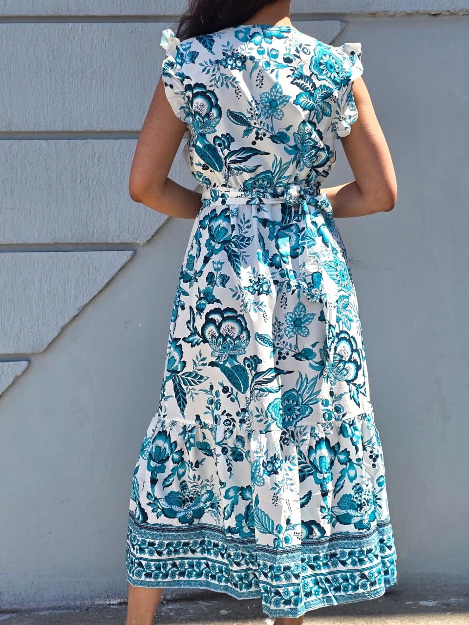 Elegant Frilled Sleeve Floral Dress - Perfect for Summer