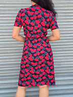 Pattern floral midi wrap dress
