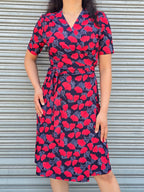 Pattern floral midi wrap dress