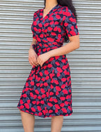 Pattern floral midi wrap dress