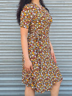 Pattern floral midi wrap dress