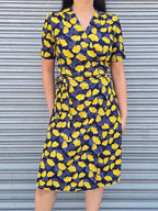 Pattern floral midi wrap dress