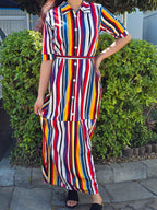 Stripe Maxi Dress with Belt