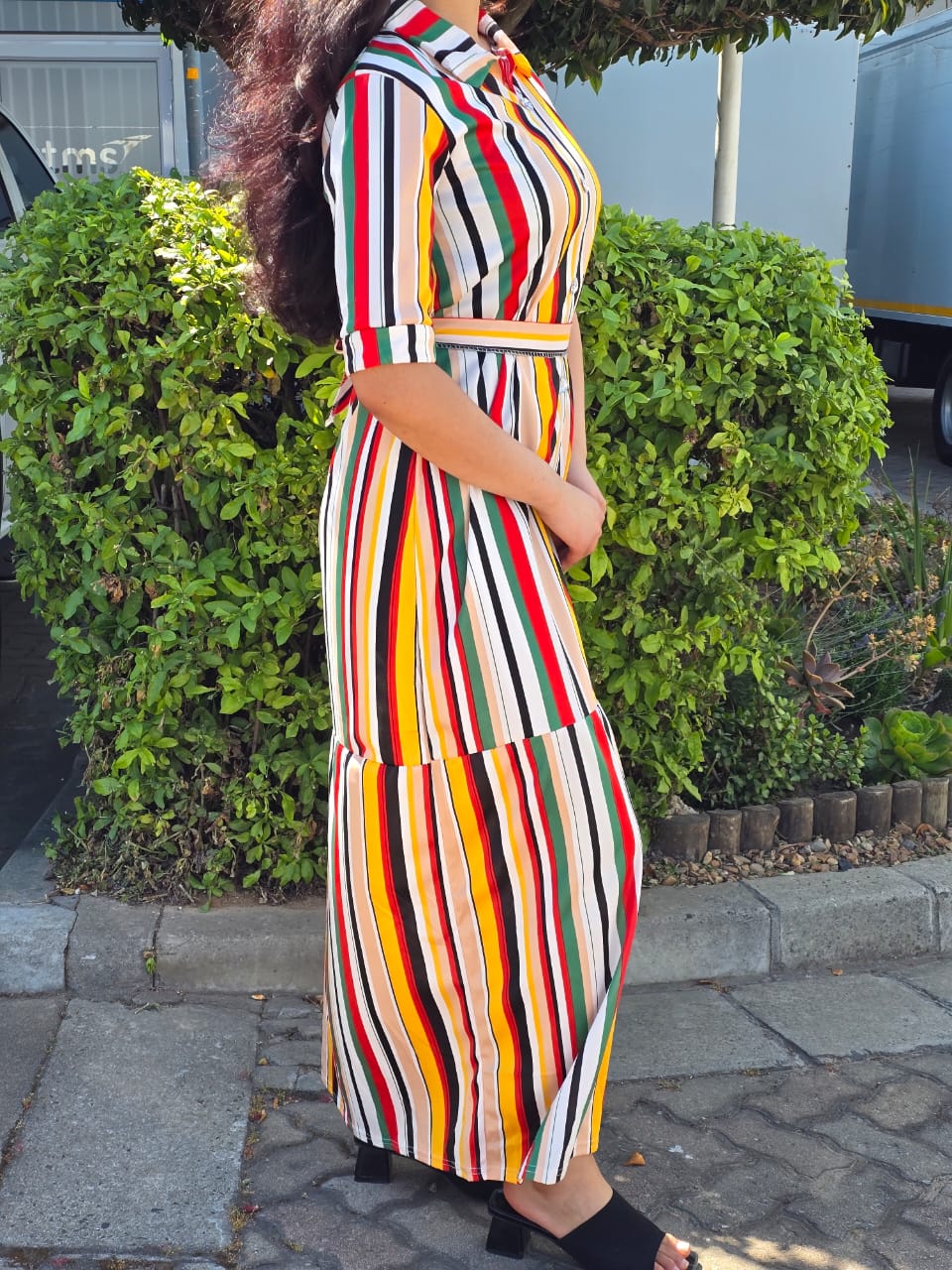 Stripe Maxi Dress with Belt